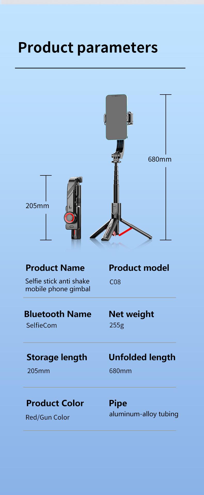 1-Axis Gimbal Stabilizer, Anti-Shake Selfie Stick Tripod with Bluetooth Remote, Auto Balance Phone Mount, Aluminum Alloy Vlogging Stand for iPhone & Android