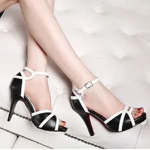 getmorebeauty Peep Toe Heels for Women Sexy Strappy High Heels Ankle Straps Dress Heeled Sandals Girl Platform Walking Shoes Footwear Summer Flatform birthday heels Black Mix White