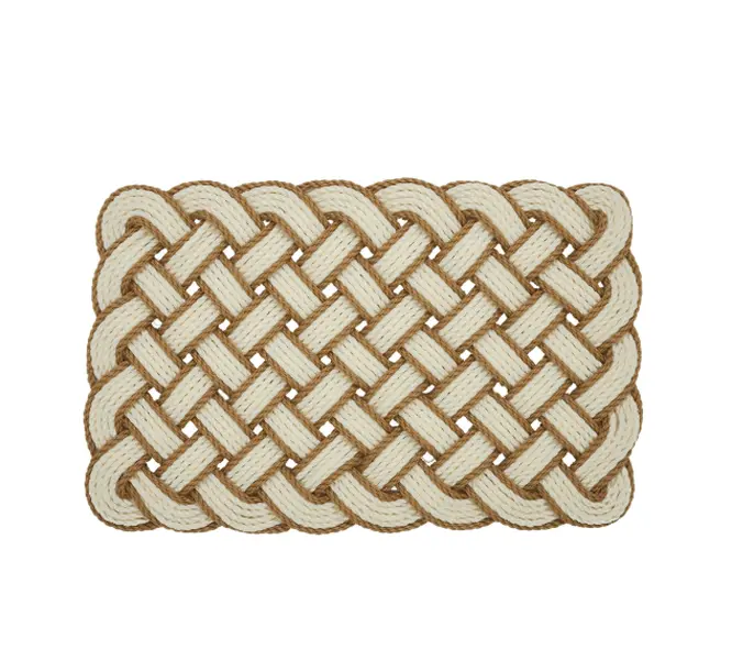 Woven Pretzel Knotted PVC Outdoor Doormat, 18" x 30"