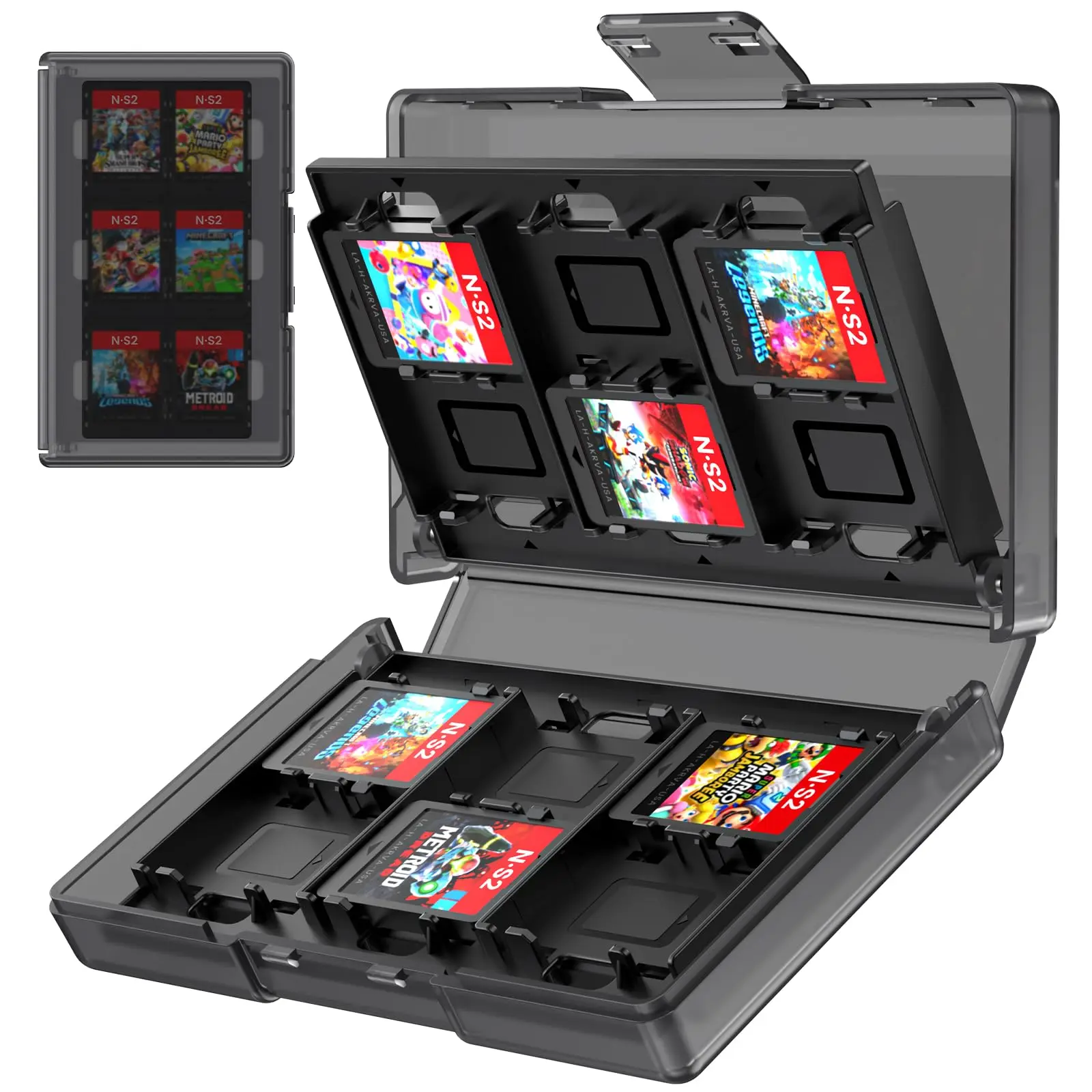 24 2 Game Card Case Holder Compatible With Switch2/switch/switch Oled/lite Slots Durable Hard Shell Compact Travel & Home Storage Organizer Anti-crush Plastic Design