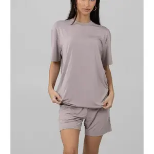 Women’s Cloud Comfort Oversized Cloud Tee & Lounge Shorts with Pockets – Summer Loungewear, Soft, Breathable Fabric, Pajamas/Nightwear