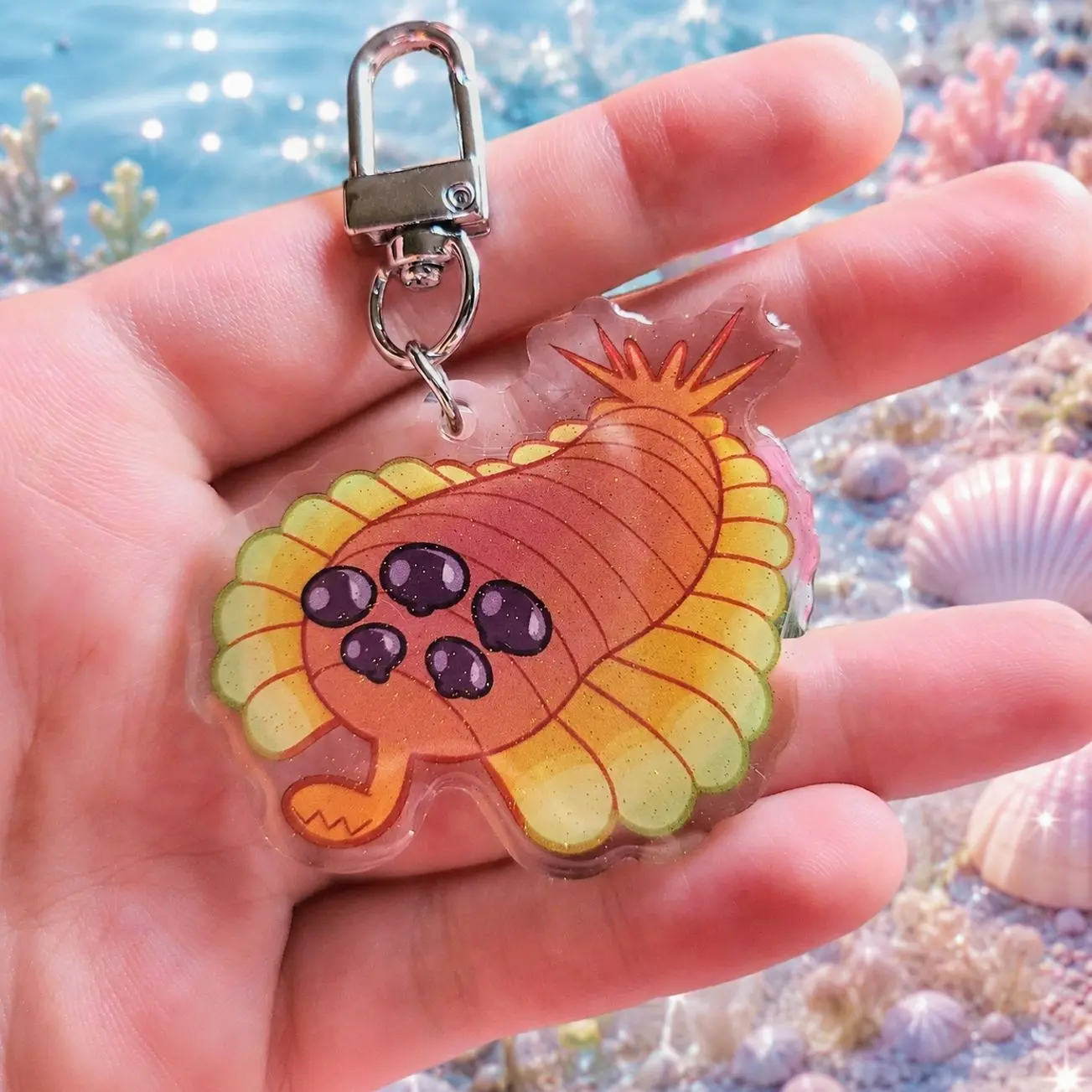 Opabinia Glitter Acrylic Keychain