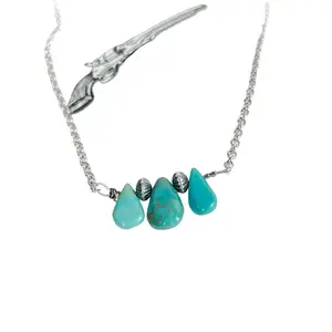 Leota Blue Turquoise & Sterling Silver Pearls Necklace