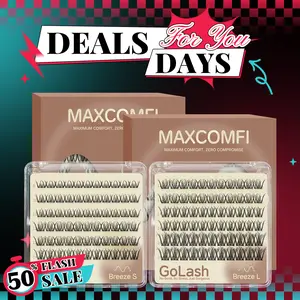 Glueless Lashes Breeze | Maxcomfi Adhesive-Free Lash Clusters, No Glue False Eyelashes, Adhesive-Free Eye Lashes Extensions, Easy-Stick Peel & Wear Glue-Free Premium BASF Fiber Makeup Comfortable Soft Lightweight False Eyelashes For All Eye Shapes