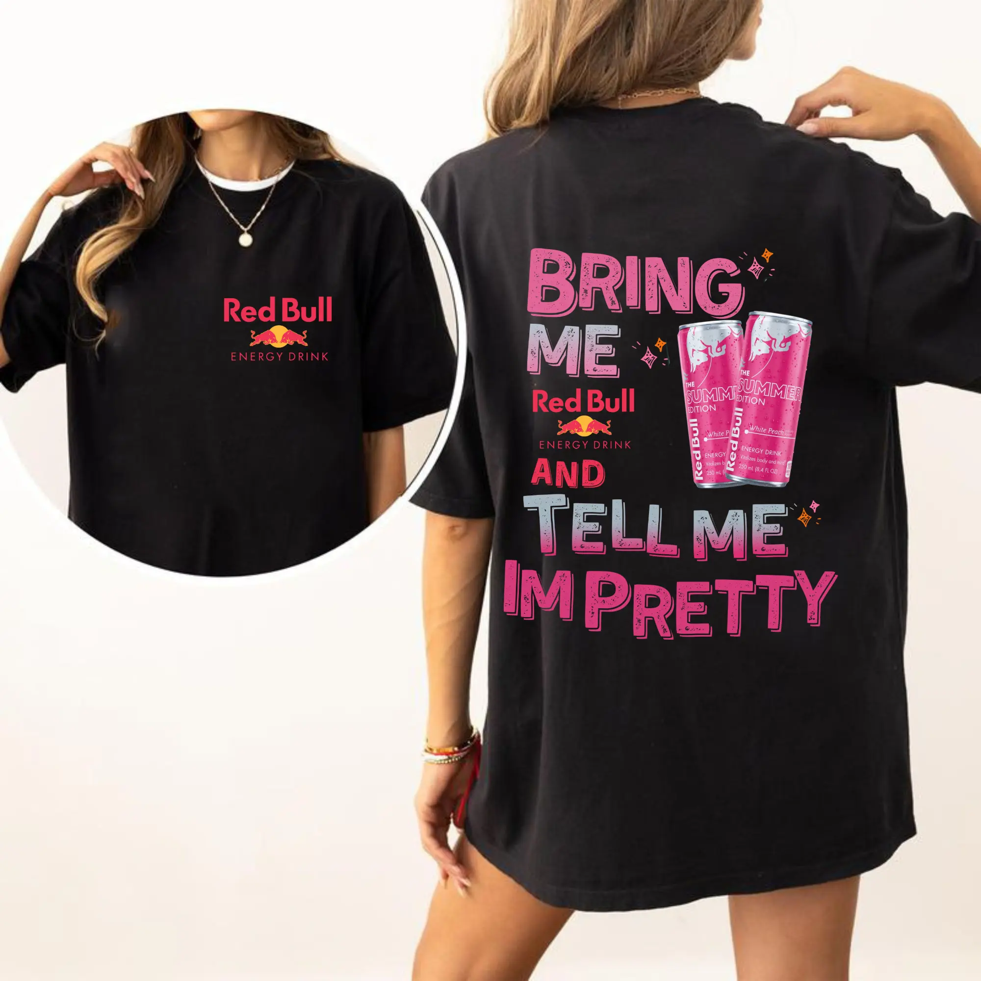 Women's "Tell Me I'm Beautiful" Graphic T-Shirt, Casual Energy Drink Slogan Print Tee in Soft 100% Cotton, Trendy Streetwear Fashion Top, Trend, Clothes, Fitted, Tshirt, Fabric, Style, Unisex, Statement, Thanksgiving, Digital Print, Round Neck