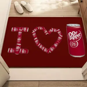 1pc I Love Dr Pepper Drink-Themed Indoor Rug, Home Decor Rug, Home Decorative Rugs, Decorative Rug Mat, Durable Anti-Slip Polyester Fiber Mat, Ideal for Entrance/play Area Decor