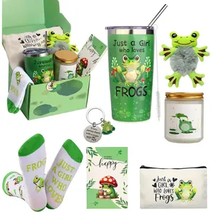 Frog Gifts for Women Frog Lovers Stuff Gifts Include Hair Tie 20oz Tumbler Mug  Makeup Bag Candle Socks Bracelet Card for Women Christmas Birthday