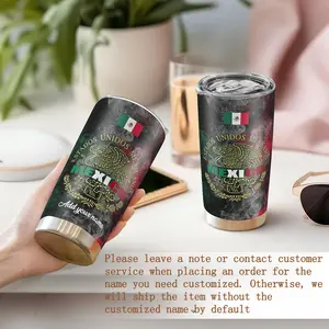 1pc Customizable 20oz Stainless Steel Tumbler Personalized "MEXICO" Design Vibrant Mexican Flag Eagle Print Durable Reusable Perfect for Christmas Holiday Gifts for Family Friends Mexican mens Gifts Insulated Mug Bottled water bottle Customized
