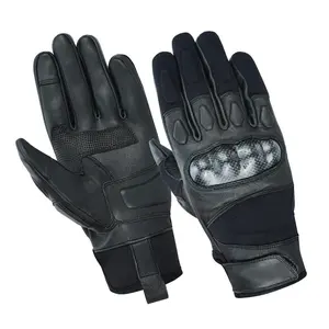 Leather Carbon Fiber Knuckle Designer Motorcycle Gloves Premium Full Finger