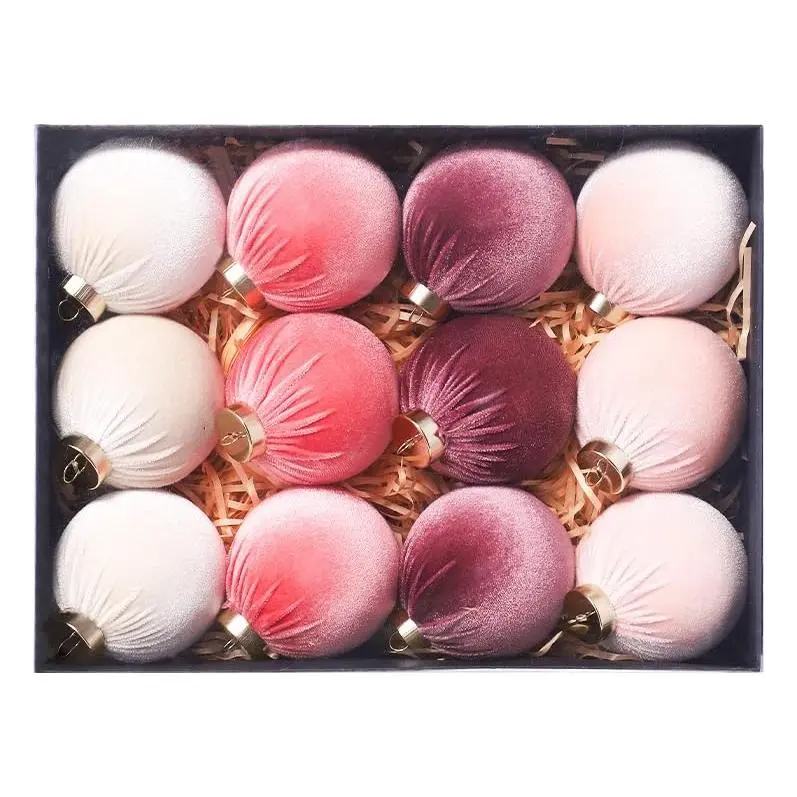 3.15-Inch Christmas Ornaments, 12-Pack – Premium Fabric-Covered Christmas Balls for Elegant Holiday Tree Decor & Festive Home Styling, Shatterproof Velvet Ornaments