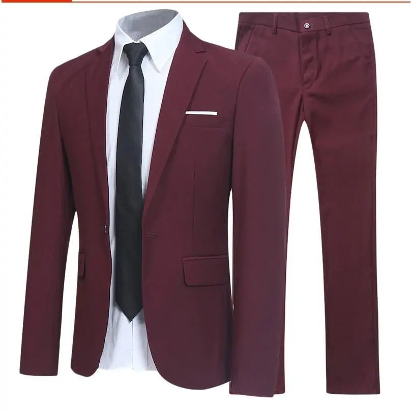 Men Two Piece Suit Set British Groom Formal Wear Hairdresser Suit Gentleman Jacket