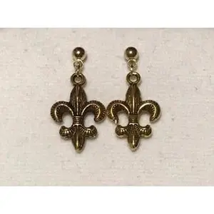 Fleur de lis earrings, fleur de lis jewelry, gold earrings, saints jewelry, gold jewelry, earrings
