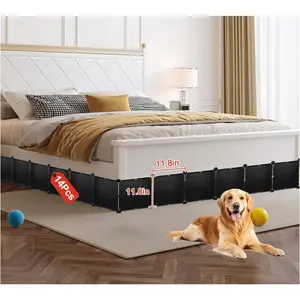 11.8" H x 166" L Under Bed Blocker for Pets, Adjustable Length, Stops Pets Sneaking Under, Fits Queen, King Beds (Two Sides), Black