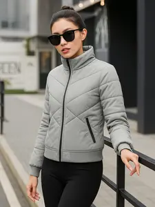 URBAN BUCK Premium Lightweight Puffer Jacket Womens - Water-Repellant Quilted Down Insulated Winter Jackets for Women - Zen Line Quilted High Collar Puffer Women Snow Jackets
