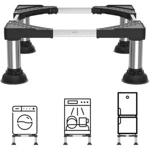 SEISSO Mini Fridge Stand 4 Strong Feet Adjust Height 7.9"-9.1". Adjustable Universal Washing Machine Pedestal Stand, Load Capacity 661LB. Washer Refrigerator Stand Laundry Pedestal for Home Appliance 17.7"-25.6"