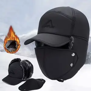 Winter Essential Warm Hat, Thick Artificial Fur Material, Outdoor Sports Wear, Detachable Face Mask, Ideal for Skiing, Skating, Rock Climbing, Cycling