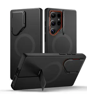 SURITCH for Samsung Galaxy S24/S24 Ultra/S24 Plus/S24 FE Phone Case, Magnetic Protective Cover with Camera Cover & Adjustable Metal Kickstand for Galaxy S24 Series (2024)