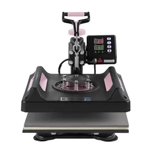 15x15 Heat Press with 30 OZ Tumbler Attachment, 8in1 Combo Tumbler Hat Heat Press for T-Shirts, Tumblers Glass Cans Mugs Hats Caps, and Plates (Black)