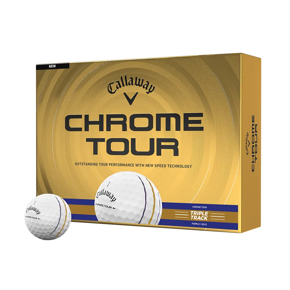 Callaway Golf Chrome Tour Purple and Gold Triple Track Golf Balls in Purple/Gold