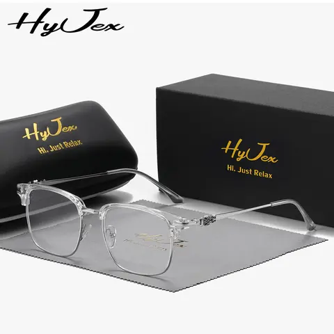 HyJex Unisex Retro Glasses Frame Glasses Personalized Trendy Half-frame Glasses Blue Light Glasses Lightweight Eyeglasses for Men & Women