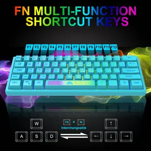 ZIYOU LANG K61 60% Percent Gaming Keyboard, Compact RGB Chroma Backlit STK61-Wired Mechanical Feel Membrane Keyboard