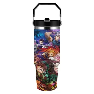 30 Oz Demon Slayer Insulated Stainless Steel Tumbler | Reusable Lid, Large Capacity | Suitable for Summer & Winter, Home, Travel & Camping | Great Gift for Family & Friends
