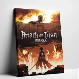 Attack on Titan Style Canvas Painting Eren Yeager Anime Art Poster Aesthetic Wall Prints Trendy Home Decor Cool Bedroom Wall Artwork Hanging Pictures for Room Decoration Anime Poster Wall Art Print