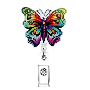 Retractable Badge Reel, 1 Count Acrylic ID Holder with Clip for Nurses, Doctors, Students & Office Staff, Identification Badges & Supplies, Badge Reels Retractable