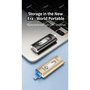 Quriov 3 in 1 Flash Drive, Portable High Speed USB 3.0 Memory Storage, OTG Flash Pen Drive with Free Type-C Adapter for Android Phones/PC and More Devices, Boyfriend Gift, External Storage