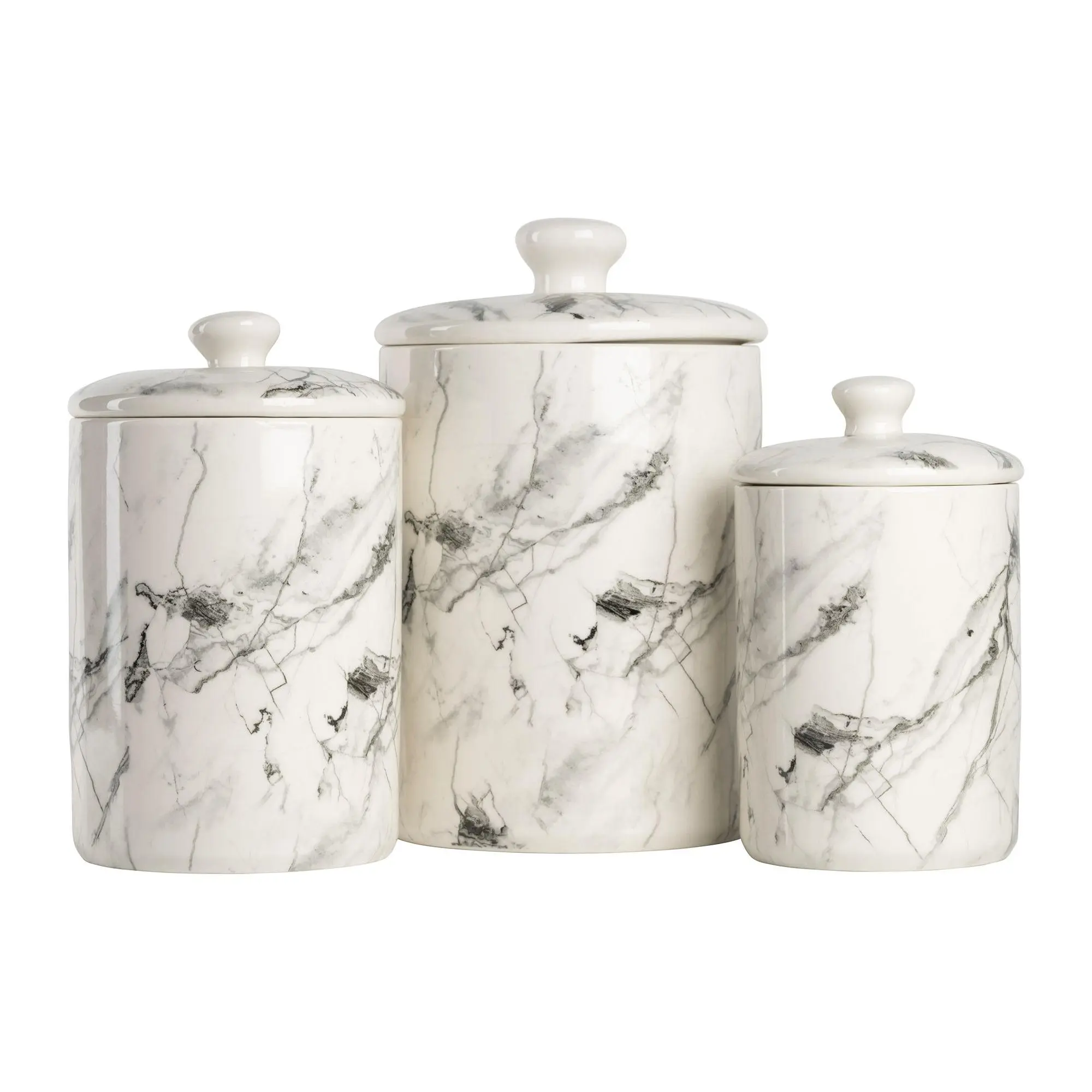 10 Strawberry Street 3-Piece Ceramic Marble Canisters 10 Strawberry Street 3-Piece Ceramic Marble Canisters