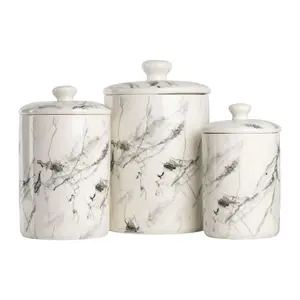 10 Strawberry Street 3-Piece Ceramic Marble Canisters