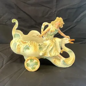 Vintage Lady on a Swan Planter