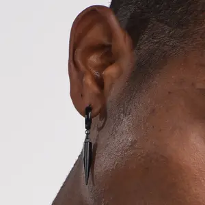 FaithHeart Punk Long Spike Dangle Hoop Earrings Stainless Steel