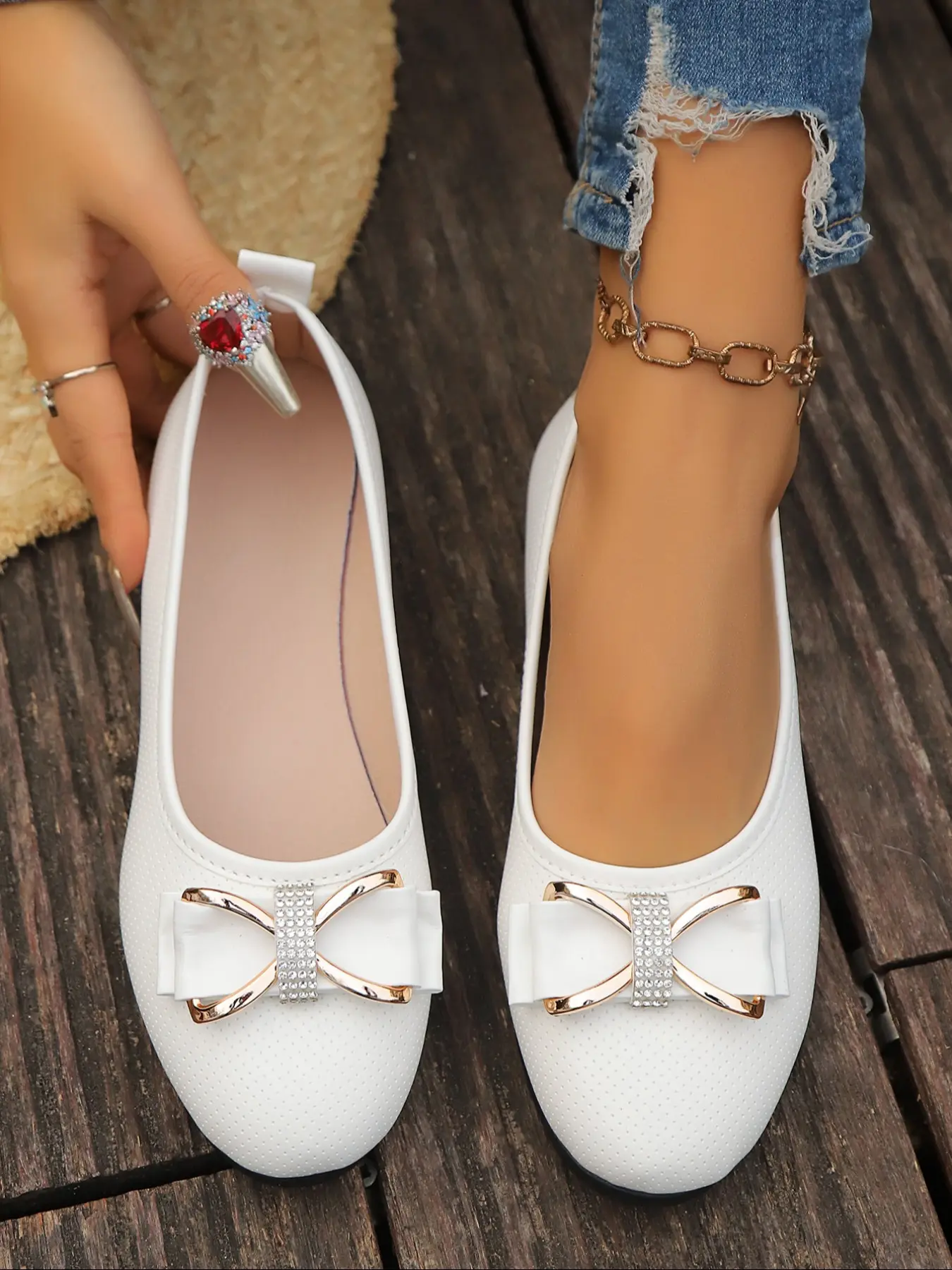 Women's Elegant Bowknot Design Ballet Flats, Ballerina Flats, Balletcore flats, Casual Fashionable Flats, Casual Comfortable Flat Shoes for Daily Wear, Lightweight Breathable Shoes for All Seasons, Slip On Flats