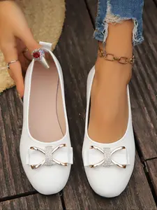 Women's Elegant Bowknot Design Ballet Flats, Casual Comfortable Flat Shoes for Daily Wear, Lightweight Breathable Shoes for All Seasons