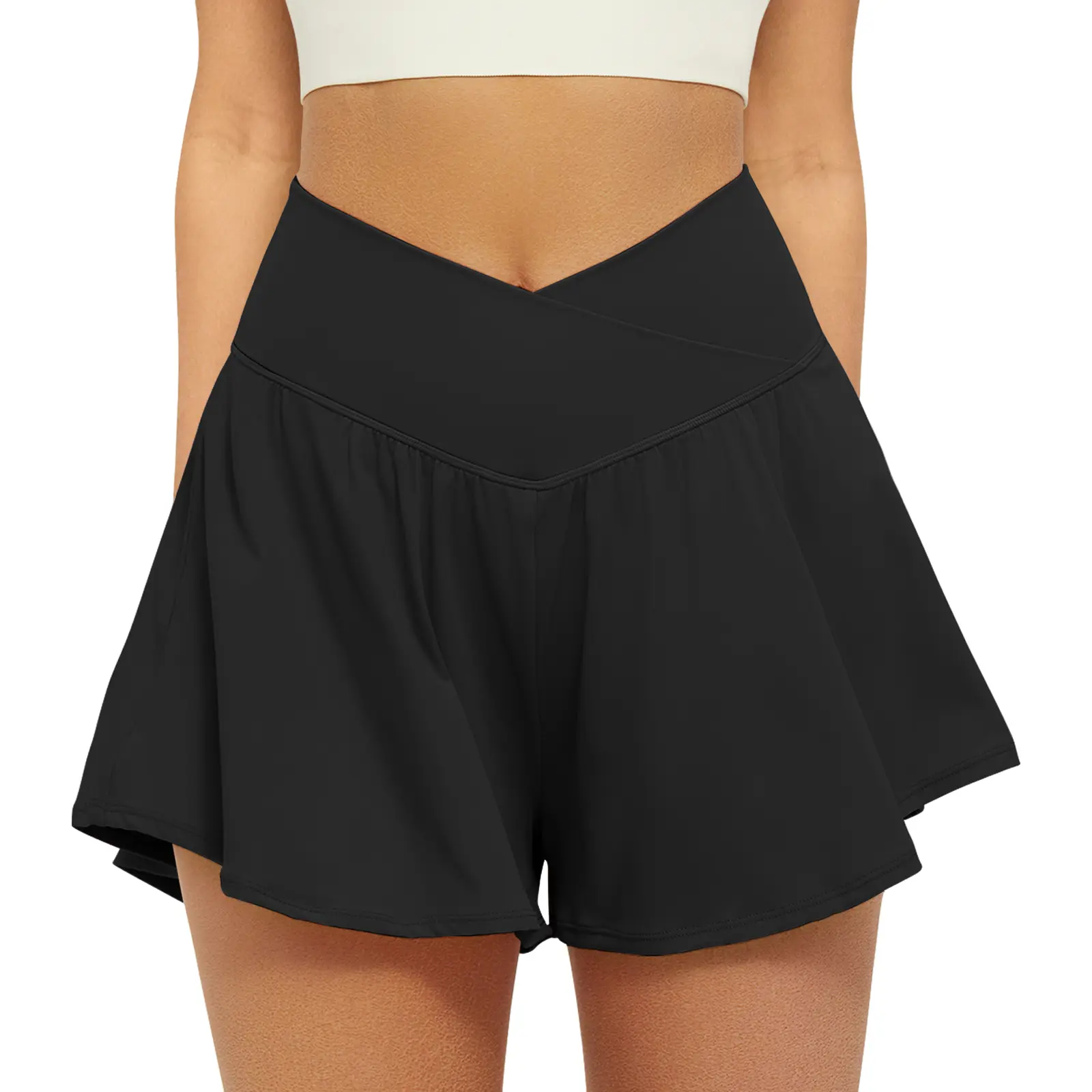 FireSwan Women's 2-in-1 Flowy Athletic Shorts with Pockets - Spandex Sporty Short Skirt, Women's Clothing Activewear for Gym, Fashion Apparel Tennis Workout #Summervibes