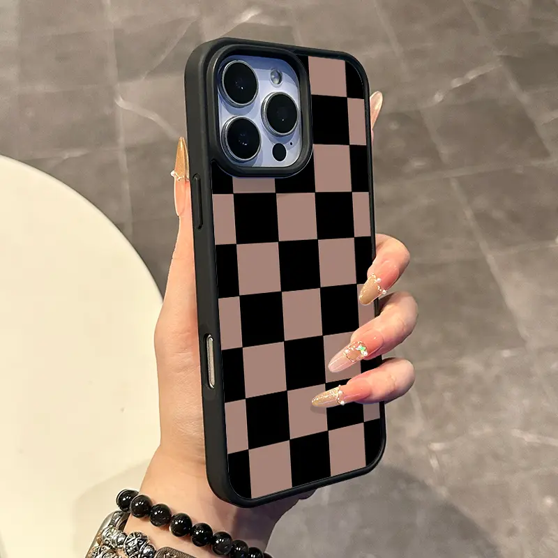 Chic Magnetic Case for iPhone11/12/13/14/15/16/17/promax Monochrome Checkerboard  MagSafe Ready, Anti-Slip, Ultra Thin | Aesthetic Touch for Daily Use