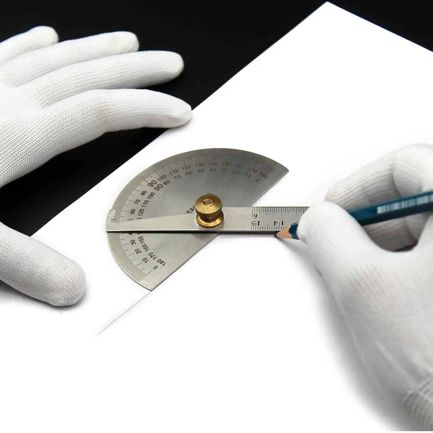 Professional Metallic Retractable Protractor Angle Finder, 6-in Scale Arm Rule with Adjustable Screw for 0-180 Degrees Measurement, Metallic Retractable Protractors