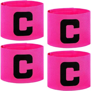 4 count  Nylon Elastic Protective Arm Badge, Captain Arm Bands for Soccer Adjustable Leader Captain Armband Outdoor Player for Basketball Football Team