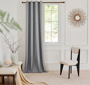 Curtain Club 2pcs Grommet Top Curtains in Multiple Sizes, Solid Color Full Blackout Curtains Made of Black Benni Fabric with Composite Craft, Practical Window Drapes for Home Privacy & DecorationL69