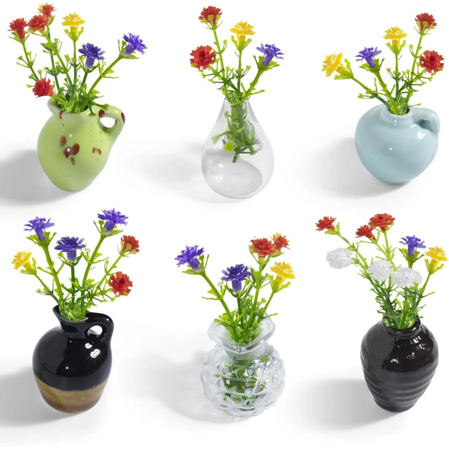 6-Pack Cute Ceramic Mini Vase Magnets Set - Fridge, Kitchen Locker Decor Gifts for Holding Flowers, Magnetic Glass-Compatible Home Supplies