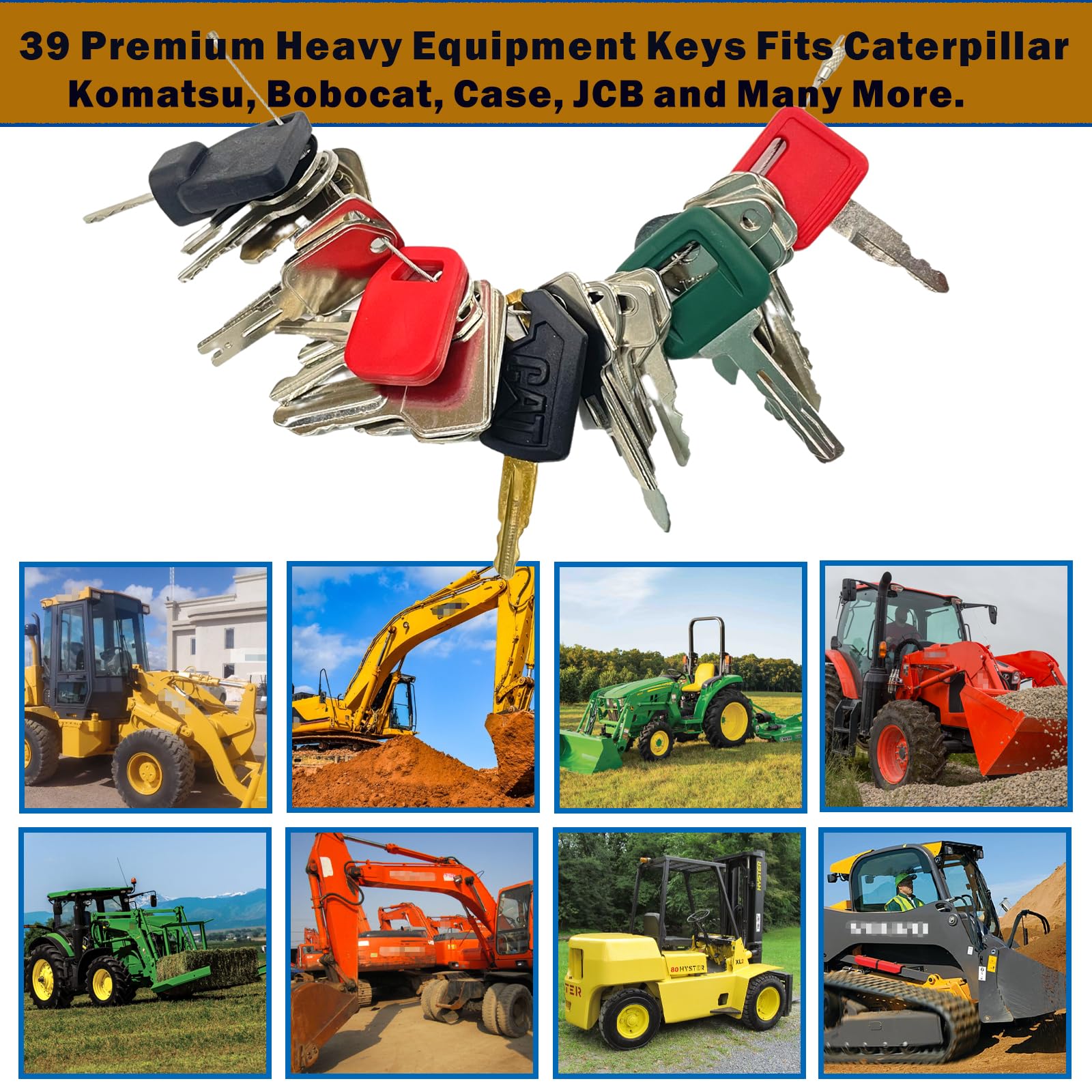 Heavy Equipment Keys Master Set, Construction Ignition Key Set Fits Case, Takeuchi, Hyster, Kubota, Cat, JCB, Bobcat, Daewoo, JLG, JD, Forklift