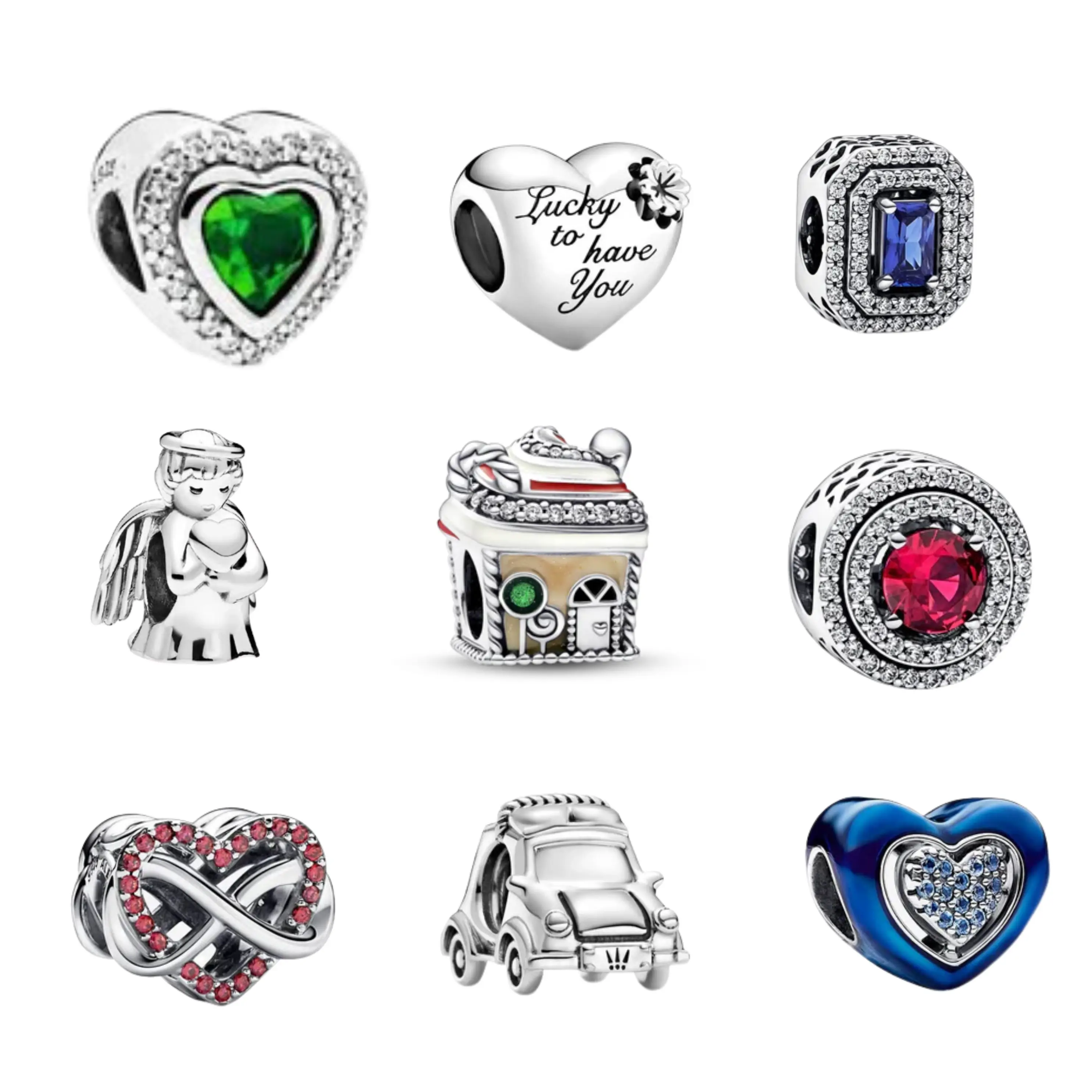 Meaningful Charm Beads for Bracelet | Heart, Infinity, Angel & Crystal Charms | Jewelry Gift for Women