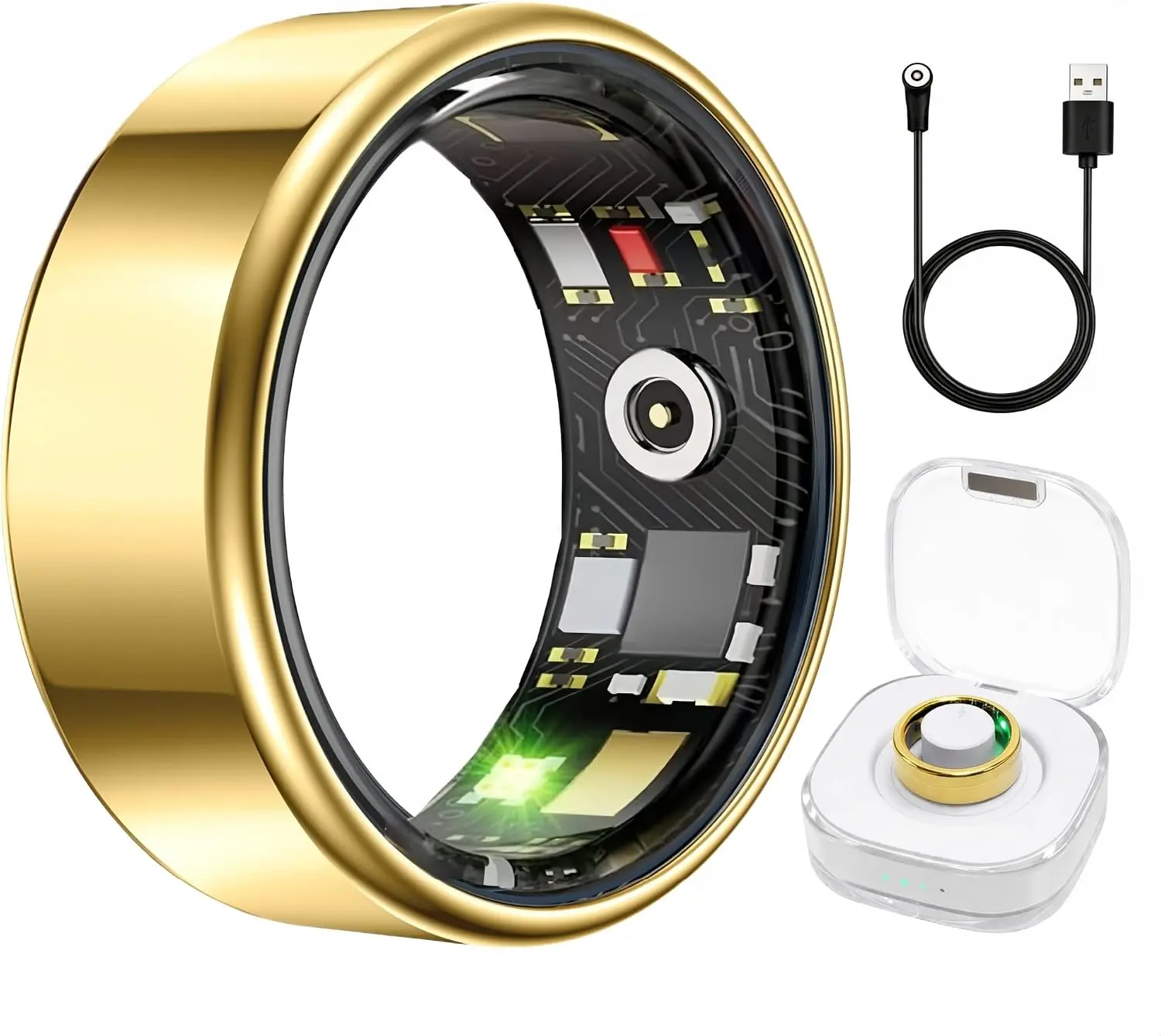 New Smart Ring Health Tracker for Women & Men, Sleep Exercise Health Monitoring, Daily Tracking, iOS/Android Compatible, IP68 Waterproof, No Subscription Required, 5‑Day Battery Life