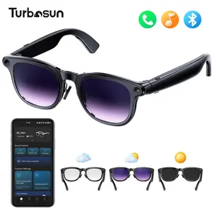 Turbosun A2 AI Smart Glasses, 160 Languages Real-Time Translation with ChatGPT, 1080P Anti-Shake Video Recording, Bluetooth Audio Glasses, Hands-Free Calling & Music for Travel/Driving
