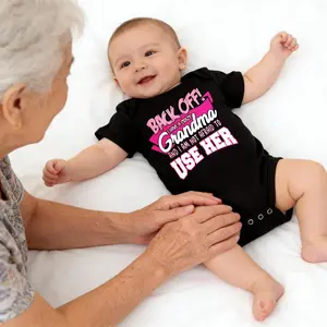 Back Off I Ain't Afraid To Use Her Grandma Funny Baby Bodysuit | Sassy Grandparent Themed Infant One-piece | Trendy Newborn Outfit for Baby Shower Gifts & Photo Props