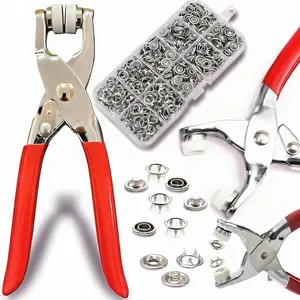 Snap Buttons Fastener Pliers Kit with 100Pcs Metal Buttons, Reusable Sewing Accessories for Clothing Repair DIY Craft Stitching, Portable Household Handmade Sewing Supplies #SewingTools #ClothingRepair #DIYCraft #SnapButtons #SewingAccessories