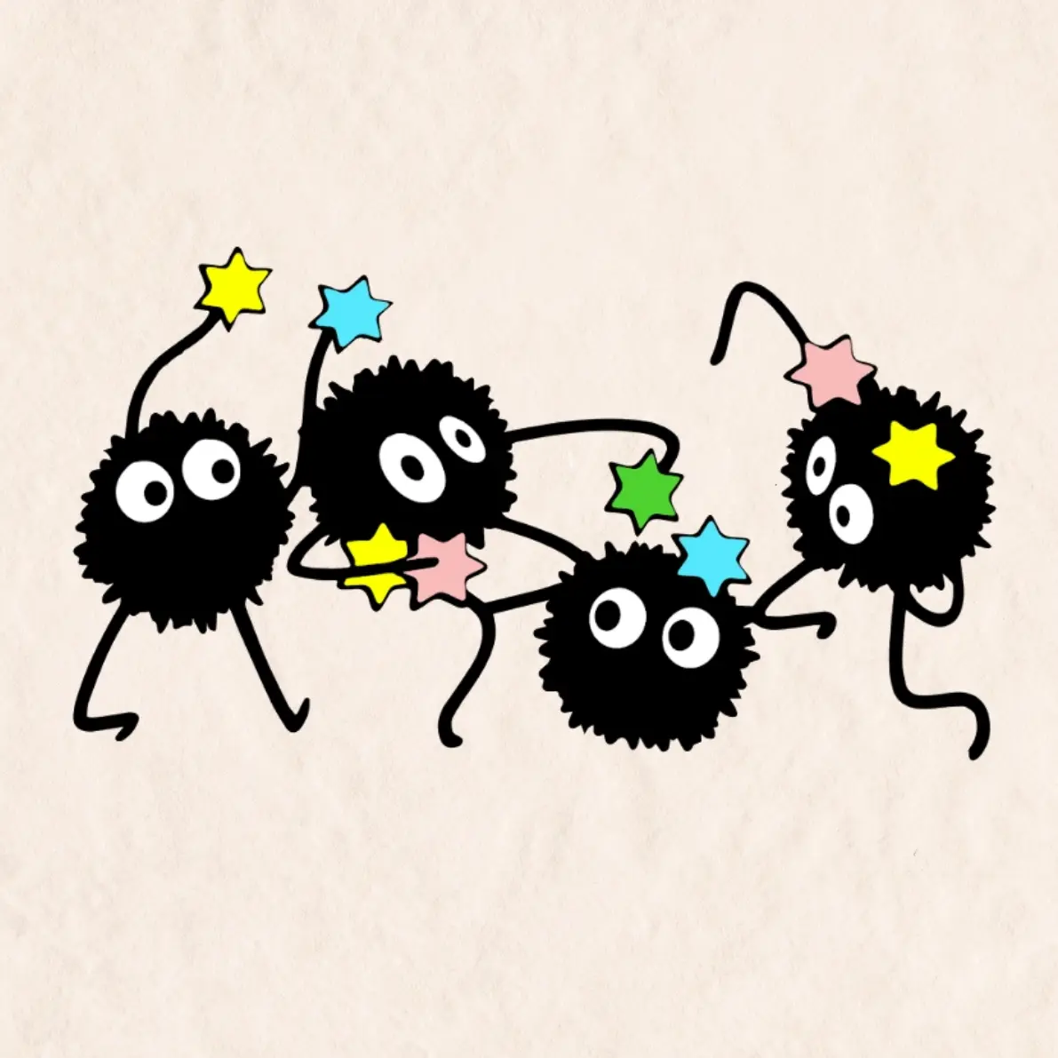 Soot Sprite Car Decal: Waterproof Anime Susuwatari Sticker, Military Style Graphic, Vinyl Car Decal: Waterproof Ghost Family Sticker for Laptop Vehicle Exterior Decoration