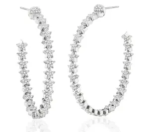Diamonique x Zaxie 1.65 cttw Star Hoop Earrings