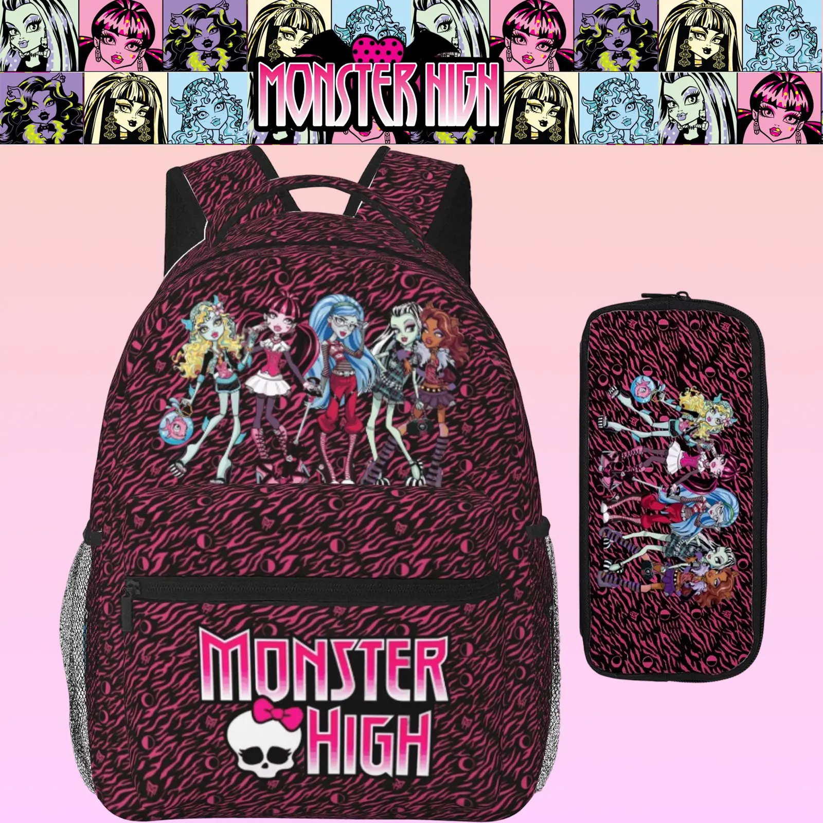 Cartoon Monster high Backpack Large Capacity Lightweight Monster high dolls College Shoulder Bag Monster high doll Laptop Backpack for Men Women School Bookbag , Perfect Gift for Sister, Best Friend & Family